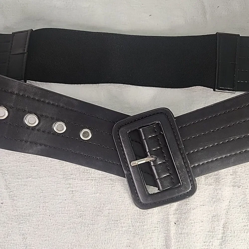 Belt Target A New Day Women's Stretchy Black Faux Leather Grommeted 2.5